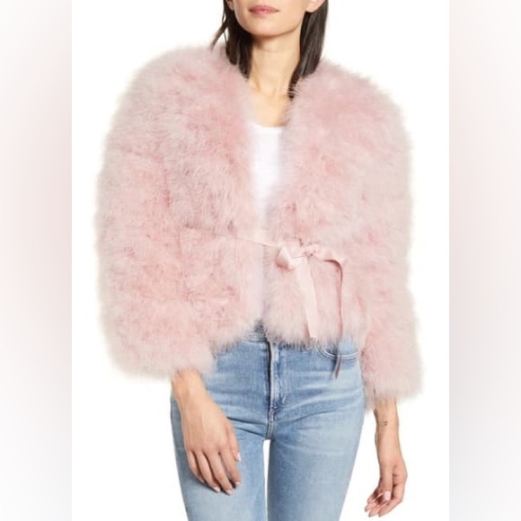 Rebecca Minkoff pink feather Harper Jacket NWT - Picture 9 of 9